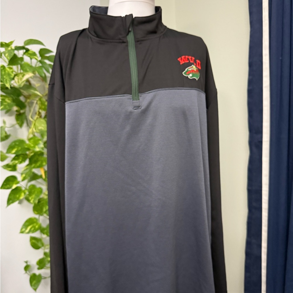 NHL Black and Gray Striped Men’s size XXL Pullover Minnesota Wild